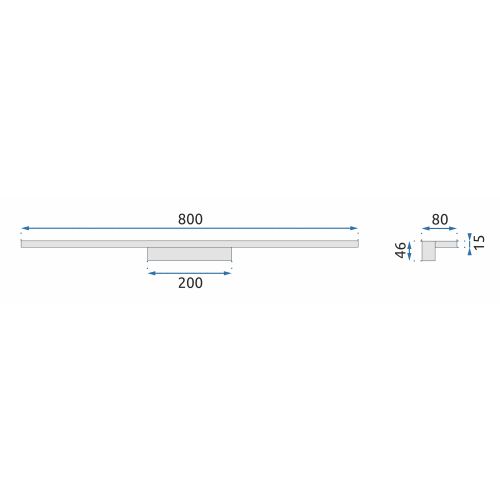 LED zidna svjetiljka LED iznad ogledala 80cm App841-1W ravna crna slika 8