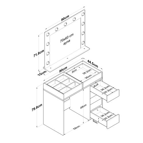 BJ117 - 2788 White Make-Up Table slika 10