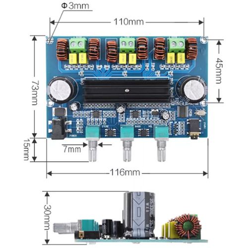 ZK-X302 Ugradno stereo pojačalo 2x50W+100W slika 3