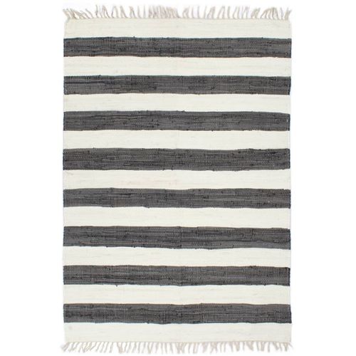 Ručno tkani tepih Chindi od pamuka 120 x 170 cm antracit-bijeli slika 7