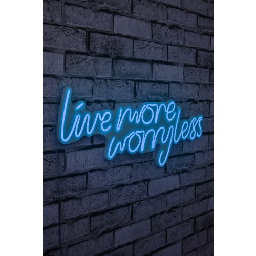 Wallity Ukrasna plastična LED rasvjeta, Live More Worry Less - Blue slika 1