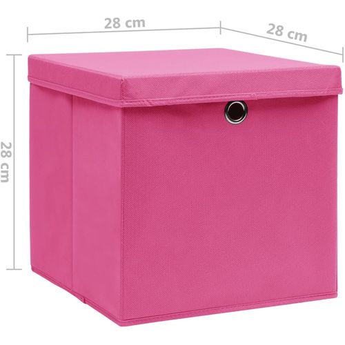 Kutije za pohranu s poklopcima 10 kom 28 x 28 x 28 cm ružičaste slika 15