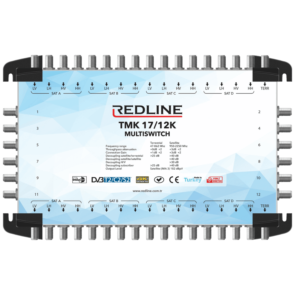 REDLINE Multišalter 4 satelita na 12 utičnica,kaskadni(bez adaptera) - TMK 17/12K slika 1