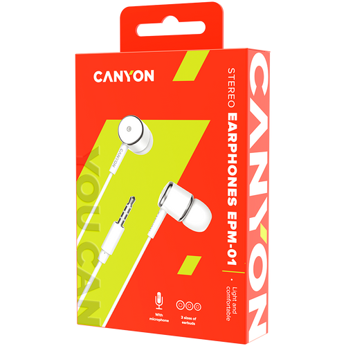 CANYON Stereo Slušalice s Mikrofonom, Bijele slika 3