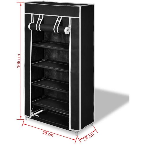 Ormarić za Cipele s Pokrovom od Tekstila 58 x 28 x 106 cm Crni slika 24