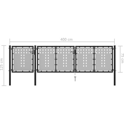 Vrtna vrata čelična 400 x 75 cm crna slika 13