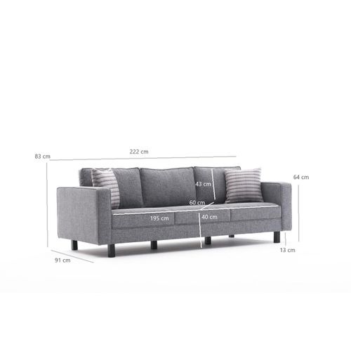 Atelier Del Sofa Trosjed, Sivo, Kale Linen - Grey slika 7