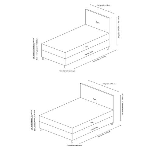 Safir120 x 200 - Brown Brown Single Bed Base & Headboard slika 4