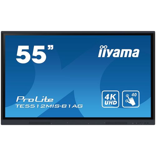 Iiyama 55" iiWare10 , Android 11, 40-Points PureTouch IR with zero bonding, 3840x2160, UHD IPS panel, Metal Housing, Fan-less, Speakers 2x 16W front, VGA, HDMI 3x HDMI-out, USB-C with 65W PD (front), Audio mini-jack and Optical Out (S/PDIF), USB Touch Inter slika 1