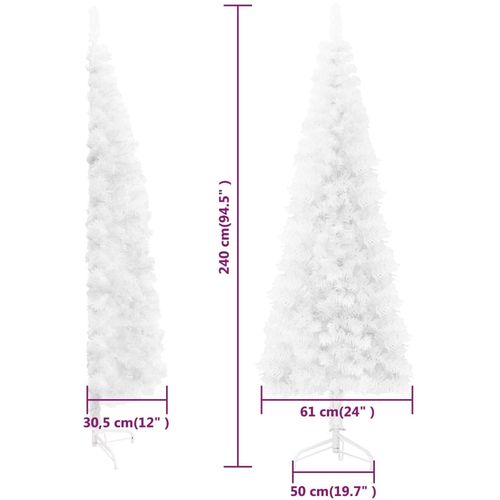 Tanka umjetna polovica božićnog drvca sa stalkom bijela 240 cm slika 9