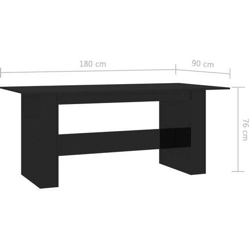 Blagovaonski stol visoki sjaj crni 180 x 90 x 76 cm od iverice slika 16