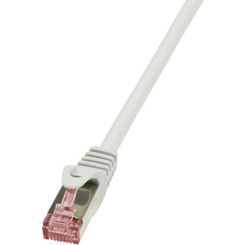 LogiLink CQ2072S RJ45 mrežni kabel, Patch kabel cat 6 S/FTP 5.00 m siva vatrostalan, sa zaštitom za nosić 1 St. slika 1