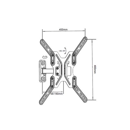 Nosač za TV TILT 17-55 SHORT ARM/nagib-15 do+15/rot.180/VESA 400X400/30kg/7-19cm od zida slika 3