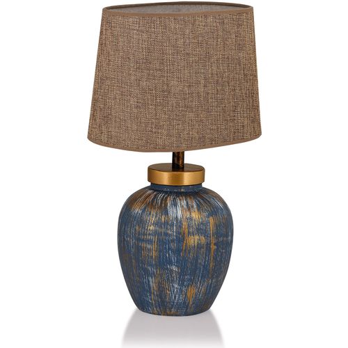 Opviq Stolna lampa BLUE plavo- smeđa , metal- platno , visina 48 cm, promjer 30 cm, E27 60 W, TM167 slika 5