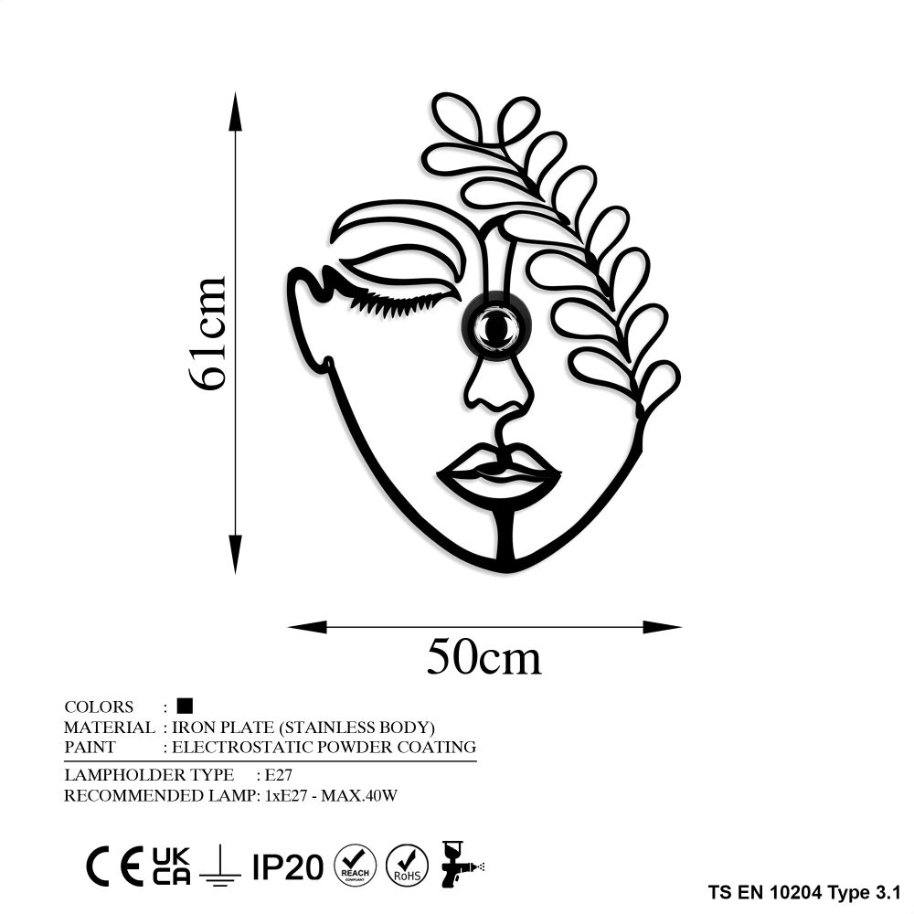 Zidna lampa Flower Faced V2 u crnoj boji slika 8