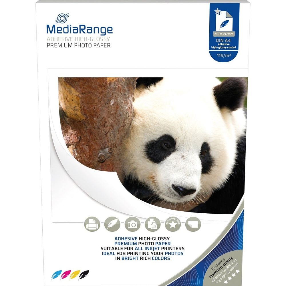 MediaRange FOTO PAPIR/NALJEPNICA A4 50kom 115g SJAJNA za InkJet pisače , MRINK119 slika 1