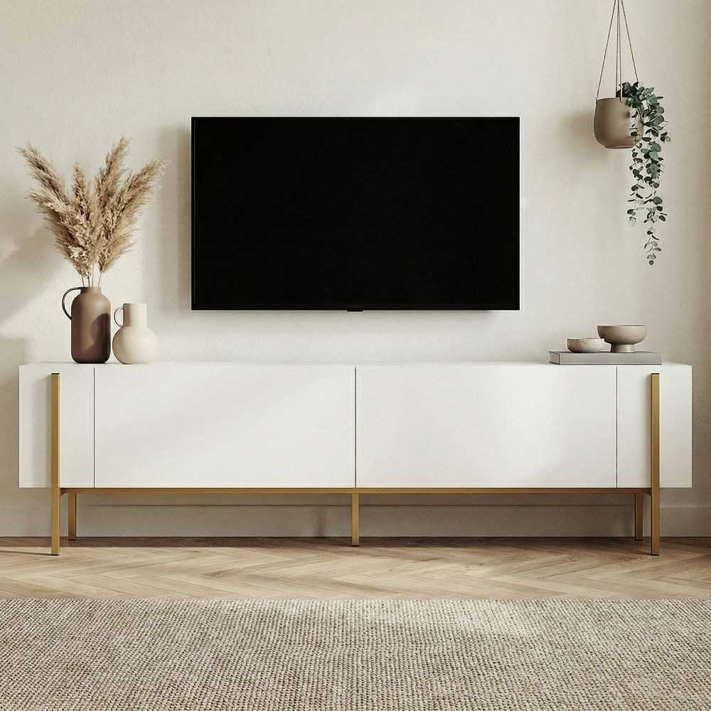 TV Stalak Nexus u bijeloj i zlatnoj boji slika 2