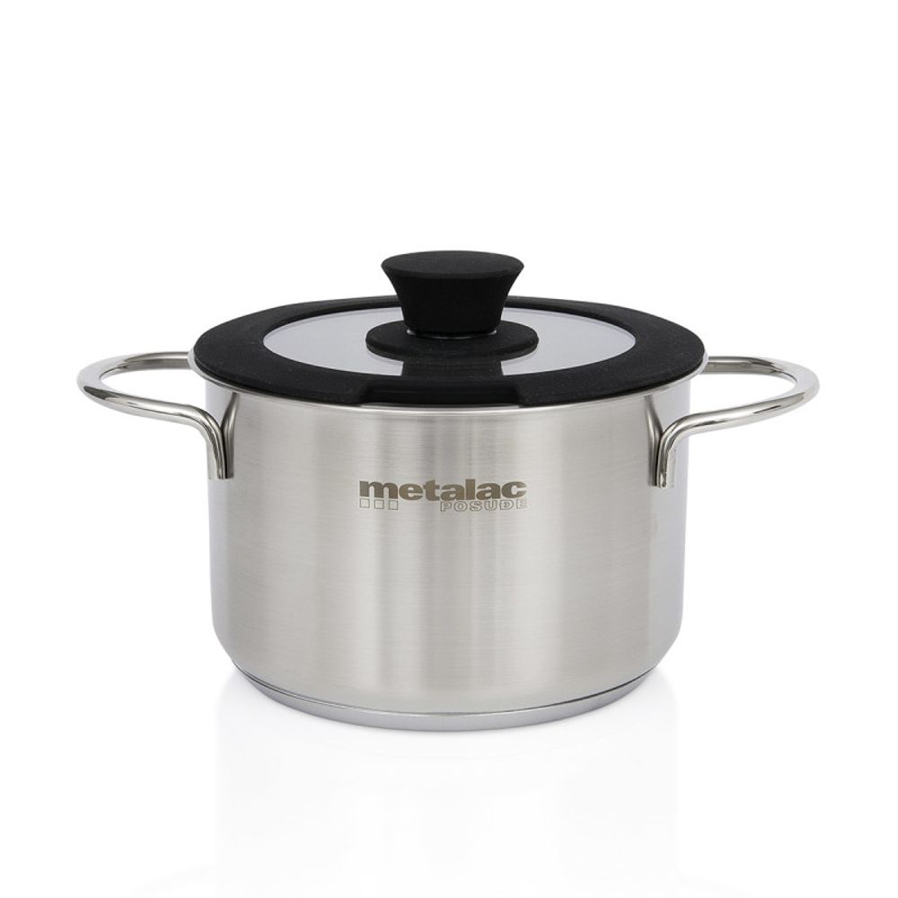 Metalac Šerpa Rea duboka - inox sa staklenim poklopcem 16 cm / 2.0 l slika 1