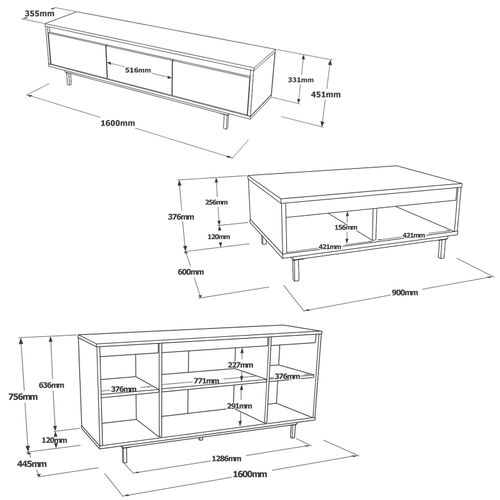 Hanah Home LV34-KL Oak
Black Living Room Furniture Set slika 10