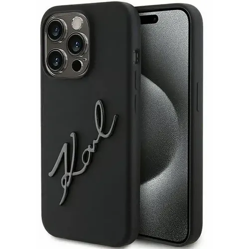 Originalna KARL LAGERFELD Hardcase maskica za iPhone 15 Pro Max (Silikonski Karl Script Logo / crna) slika 1