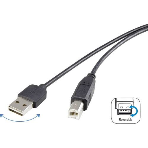 Renkforce USB kabel USB 2.0 USB-A utikač, USB-B utikač 1.80 m crna utikač primjenjiv s obje strane, pozlaćeni kontakti RF-4078644 slika 6
