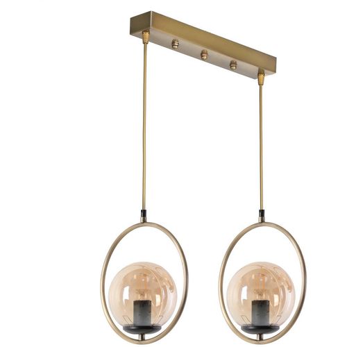 Ring 2 Li Sıralı Bal Camlı Eskitme Sarkıt Copper Chandelier slika 2