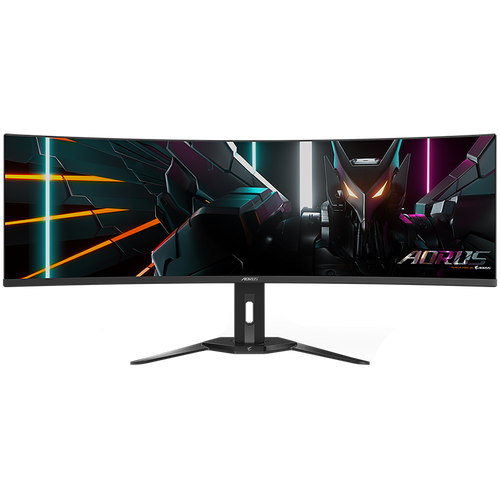 GIGABYTE AORUS Monitor 49", OLED 1800R Curved, DQHD 5120x1440@140Hz, AMD FreeSync Premium Pro, ClearMR, 0.03ms (GTG), 2xHDMI 2.1, 1xDP 1.4, 2+1xUSB 3.0, 1xUSB-C (PD up to 18W), Audio, 2x5W Speakers, Height, Tilt, Swivel slika 1