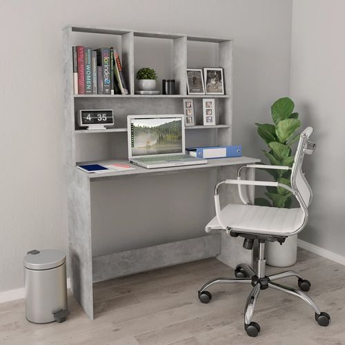 Radni stol s policama siva boja betona 110x45x157 cm iverica slika 7