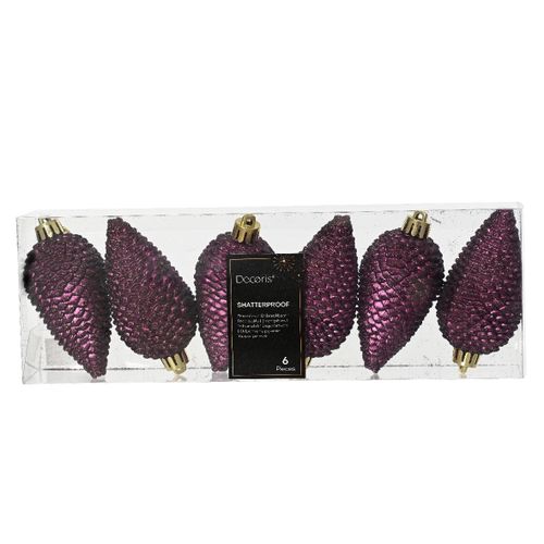 Novogodišnji set šišarki za jelku 6pcs 8cm 028677 - Dark mauve - KMG slika 1