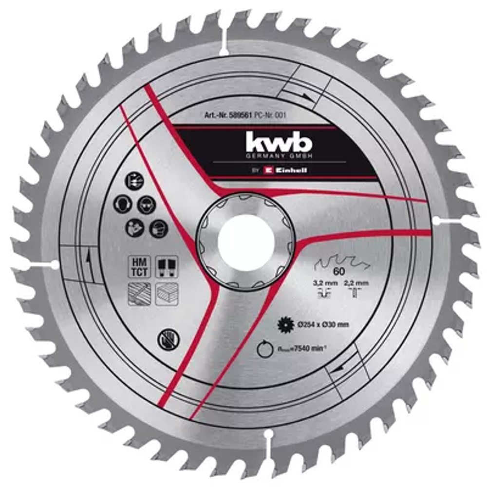 KWB rezni list 250x30x3,2 mm/2,2 mm, 48z za tc-ts 2025 slika 1