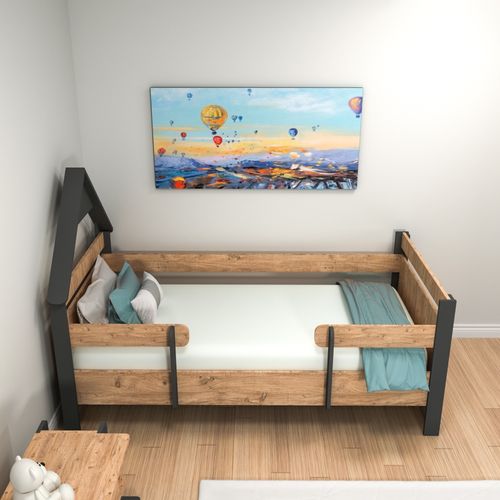 Valerin 109 - Atlantic Pine, Anthracite Atlantic PineAnthracite Single Bedstead slika 2