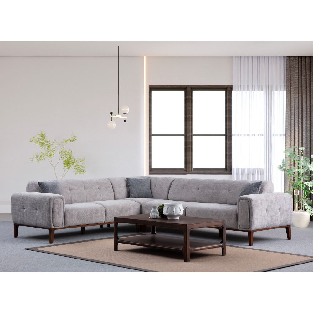 Athena Corner L2-C-3R - Svijetlosiva Ugaona Sofa slika 1