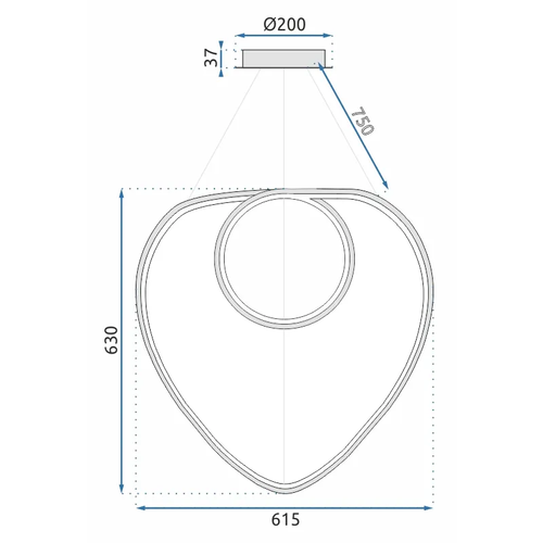 TOOLIGHT Stropna svjetiljka Hanging Loop LED + Daljinski upravljač APP798-cp Krom slika 2