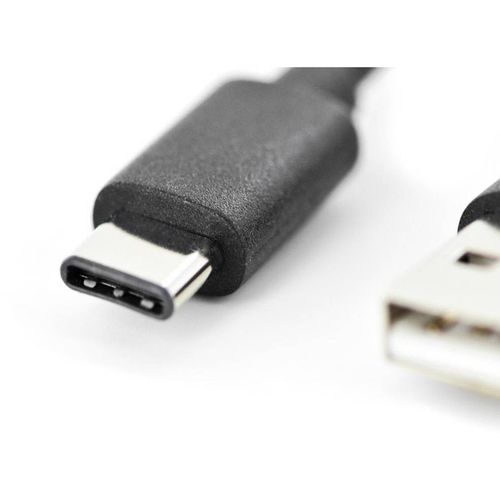 Digitus USB kabel USB 2.0 USB-A utikač, USB-C® utikač 1.00 m crna fleksibilan, zaštićen s folijom, pletena zaštita, sa zaštitom, dvostruko zaštićen, s USB AK-300154-010-S slika 2