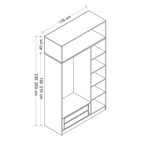 Woody Fashion Garderoba, Minar 3 Kapak 2 Çekmece 235 - Anthracite slika 8