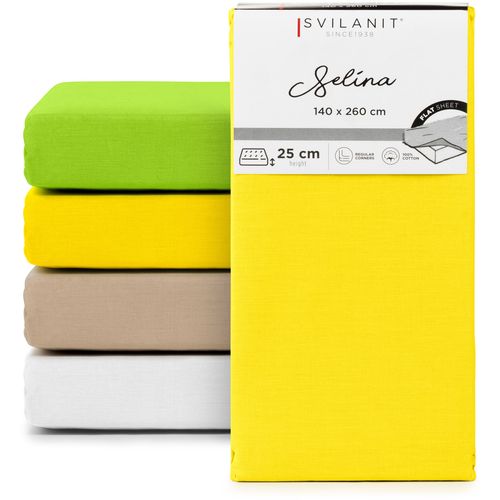 Klasična pamučna plahta Svilanit Selina yellow 220x260 cm slika 5