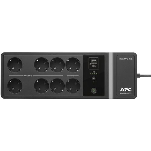 APC BE850G2-GR APC Back-UPS 850VA, Standby, Floor, 850VA/520W, 230V, AVR, 8x Schuko (6x Full + 2x Surge), USB Type-C & A Fast Charger Ports (Total 2.4A), PF 0.61 (Full load), Battery 9Ah (RBC17), Line Protection RJ-45 slika 2