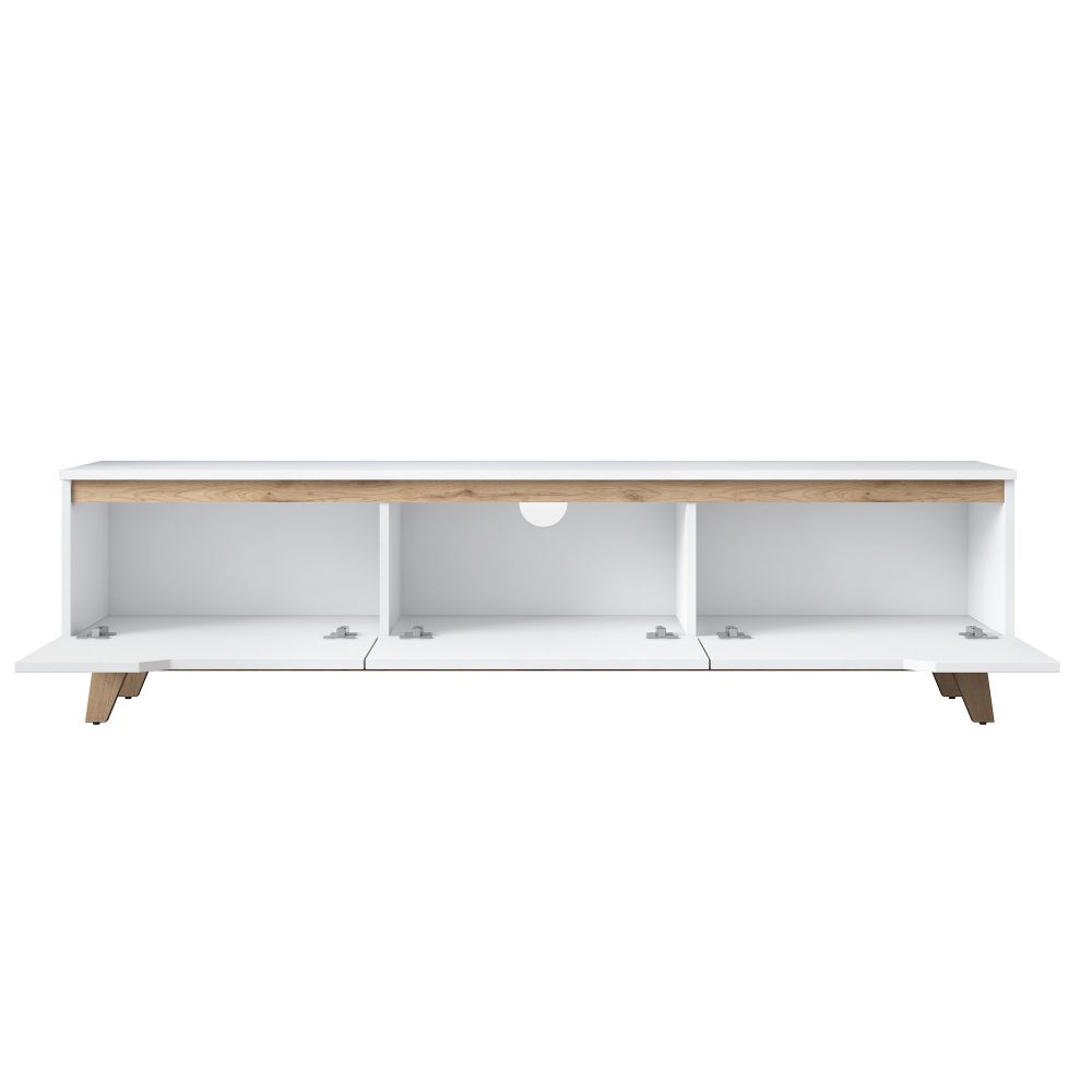 TV Stalak D1 - 2472 u bijeloj boji sa detaljima oraha slika 10