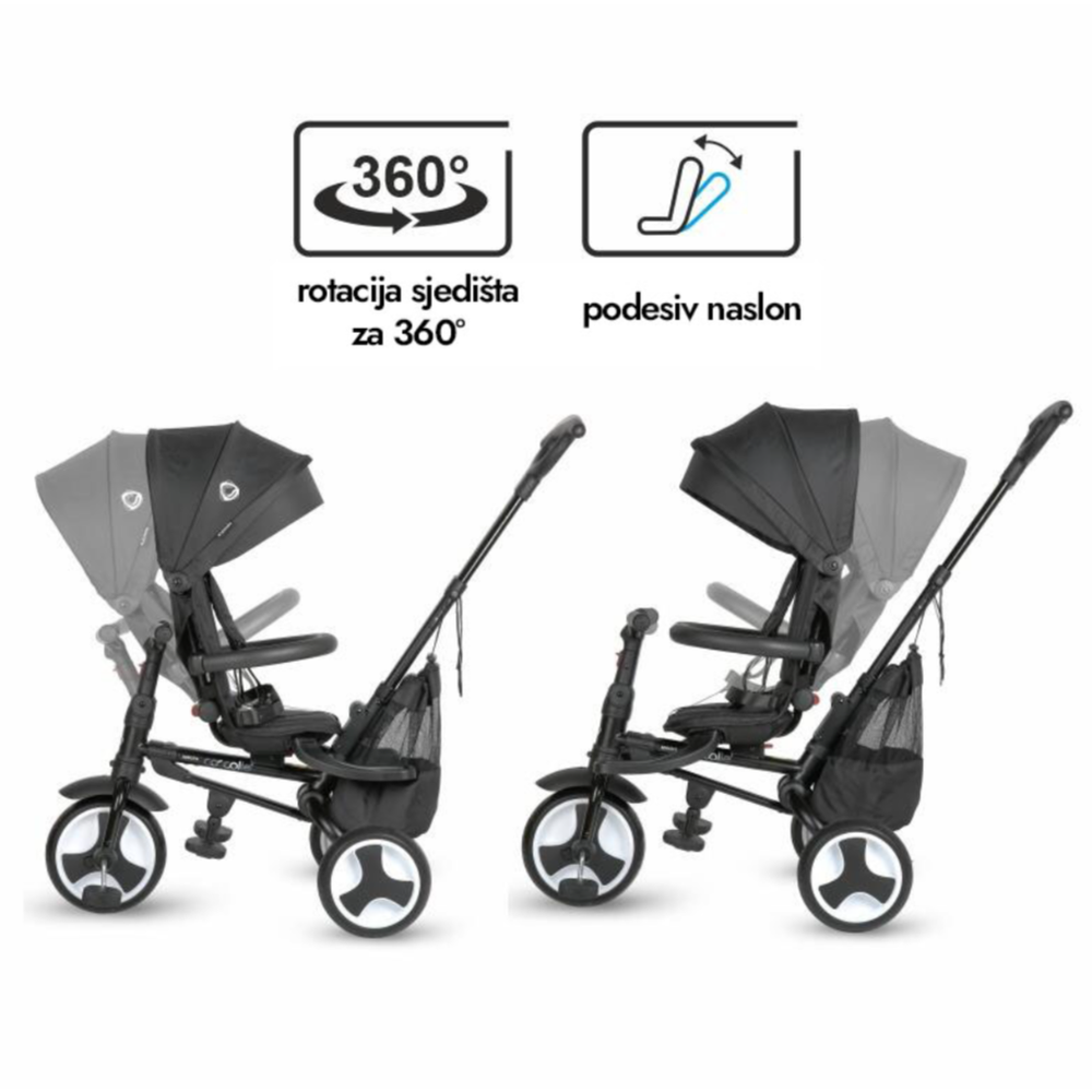 Coccolle Sklopivi rotirajući tricikl Spectra Plus Premium Line, Jet Black slika 2
