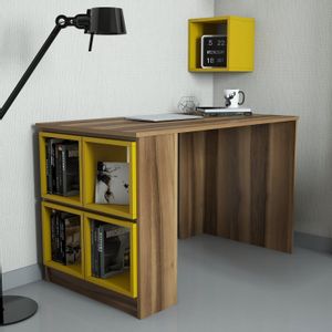 Box - Walnut, Yellow WalnutYellow Study Desk