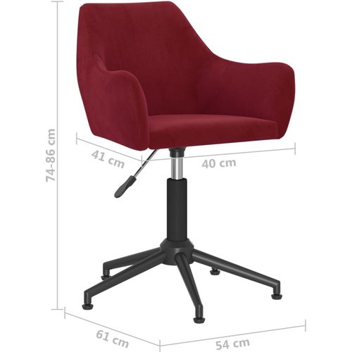 Okretna uredska stolica crvena boja vina baršunasta slika 8