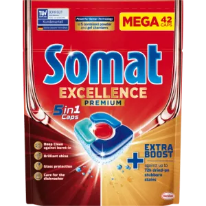 Somat Excellence Premium 5in1 tablete za strojno pranje posuđa 42kom, xxl