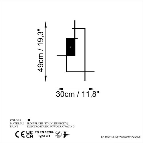 Wallity Ukrasni metalni zidni sat, Corner slika 6