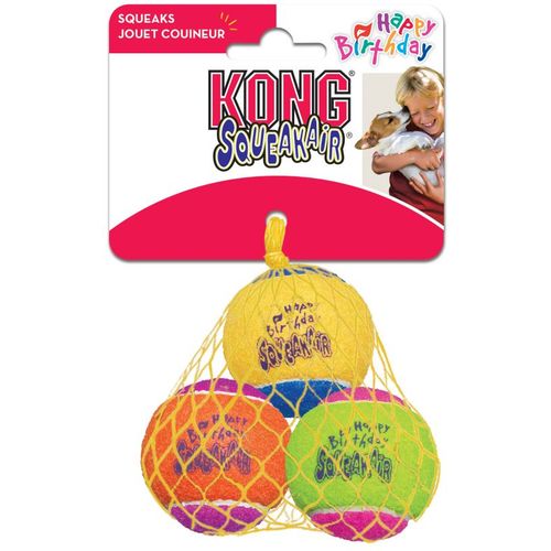 KONG Igračka za psa, SqueakAir Birthday Balls, zvučna 6,35x6,35x6,35cm slika 2