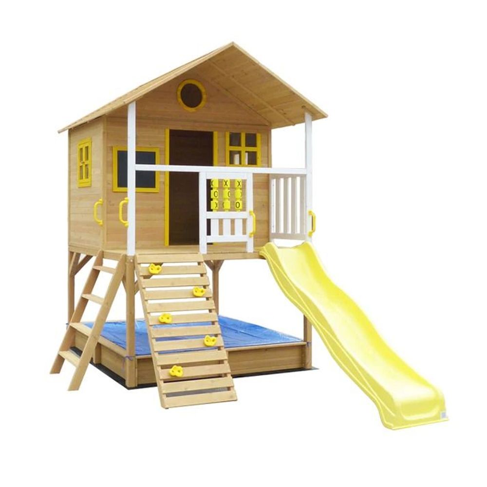 Kinder Home Drvena kućica za djecu sa pješčanikom i toboganom slika 2