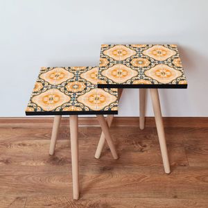 Set Stolića za Kafu 2Shp53 - u Narandžastoj, Sivoj i Crnoj (2 Komada)