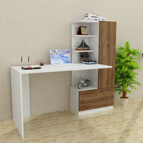 Woody Fashion Radni stol, Bijela boja Orah, Merinos - White, Walnut slika 1