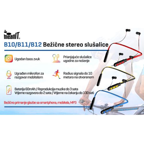 MeanIT Slušalice bežične sa mikrofonom, Bluetooth - B12 slika 2