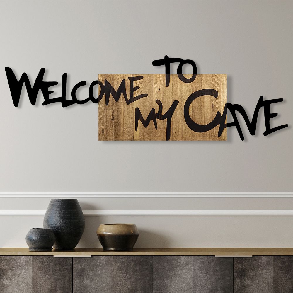 Welcome To My Cave Oraha Crni Dekorativni Drveni Zidni Ukras slika 1