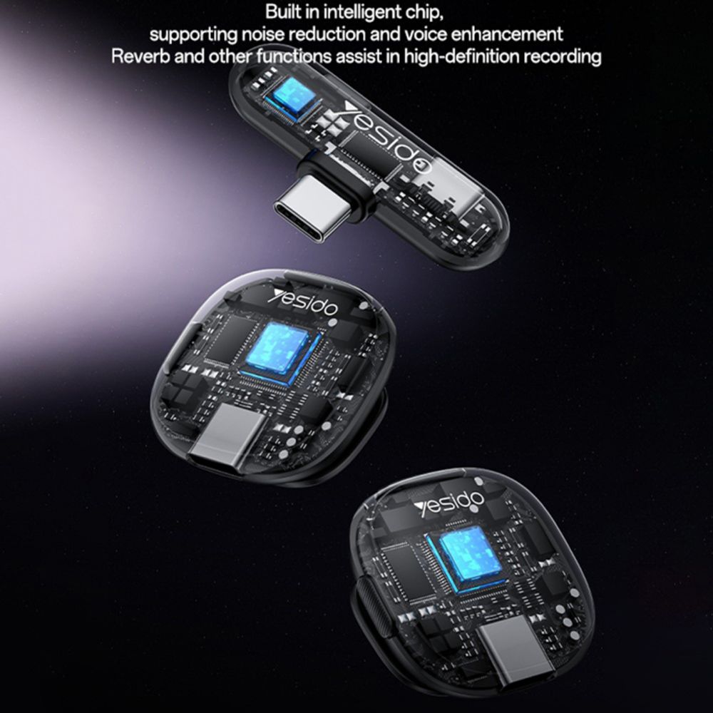 Bežični mikrofon Yesido KR21 USB-C 2-komada - crni slika 5